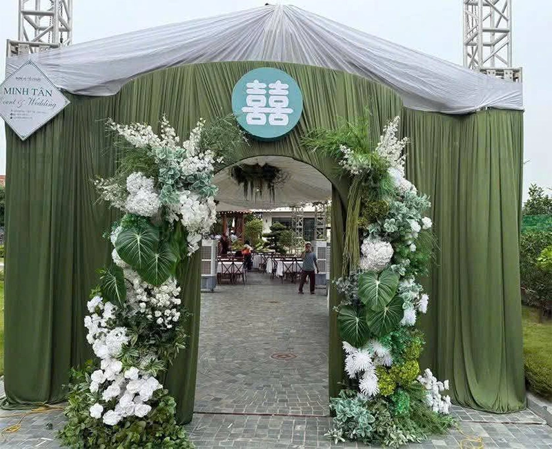 ảnh rạp cưới ở quê màu xanh