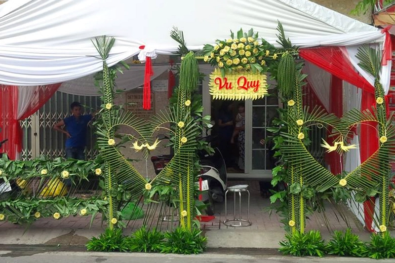 khung rạp cưới ở quê bằng tre 1