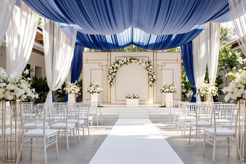 Rạp cưới màu xanh dương truyền thống