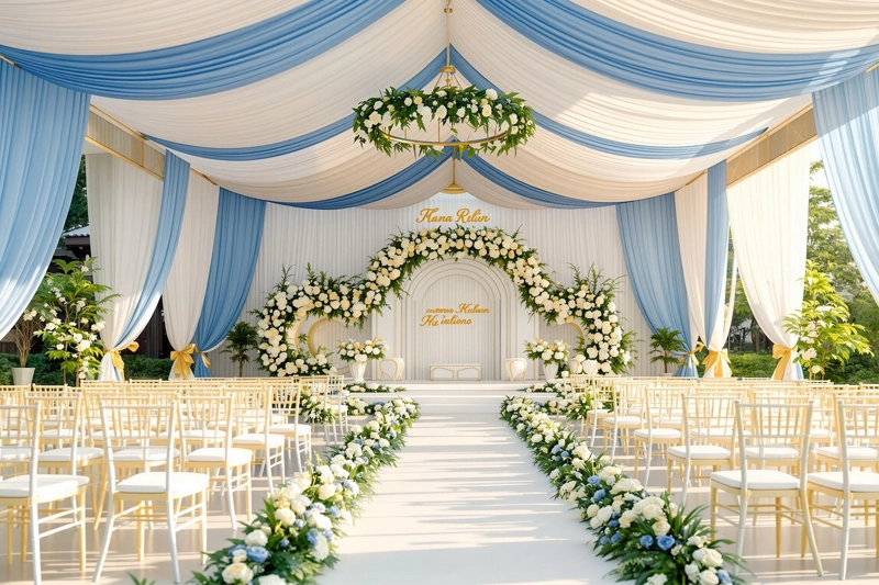 Rạp cưới màu xanh