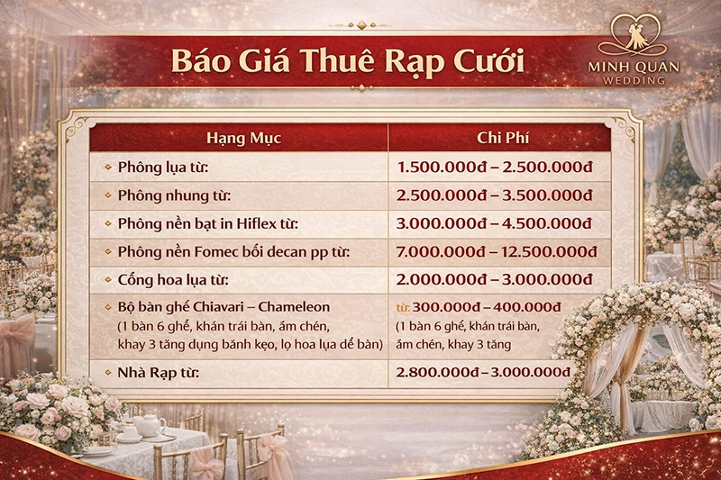 giá thuê rạp cưới bao nhiêu tiền giá thuê rạp cưới bao nhiêu tiền