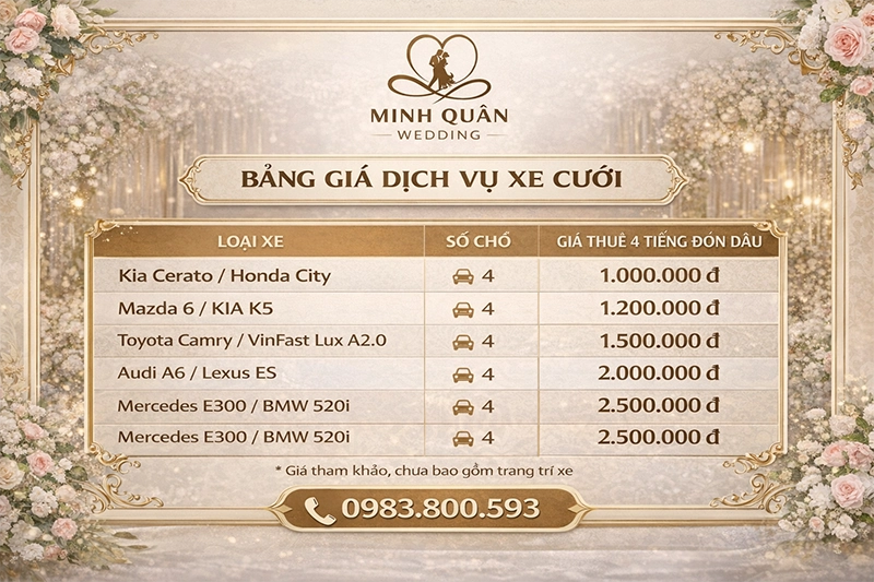 giá thuê xe đám cưới tại hà nội